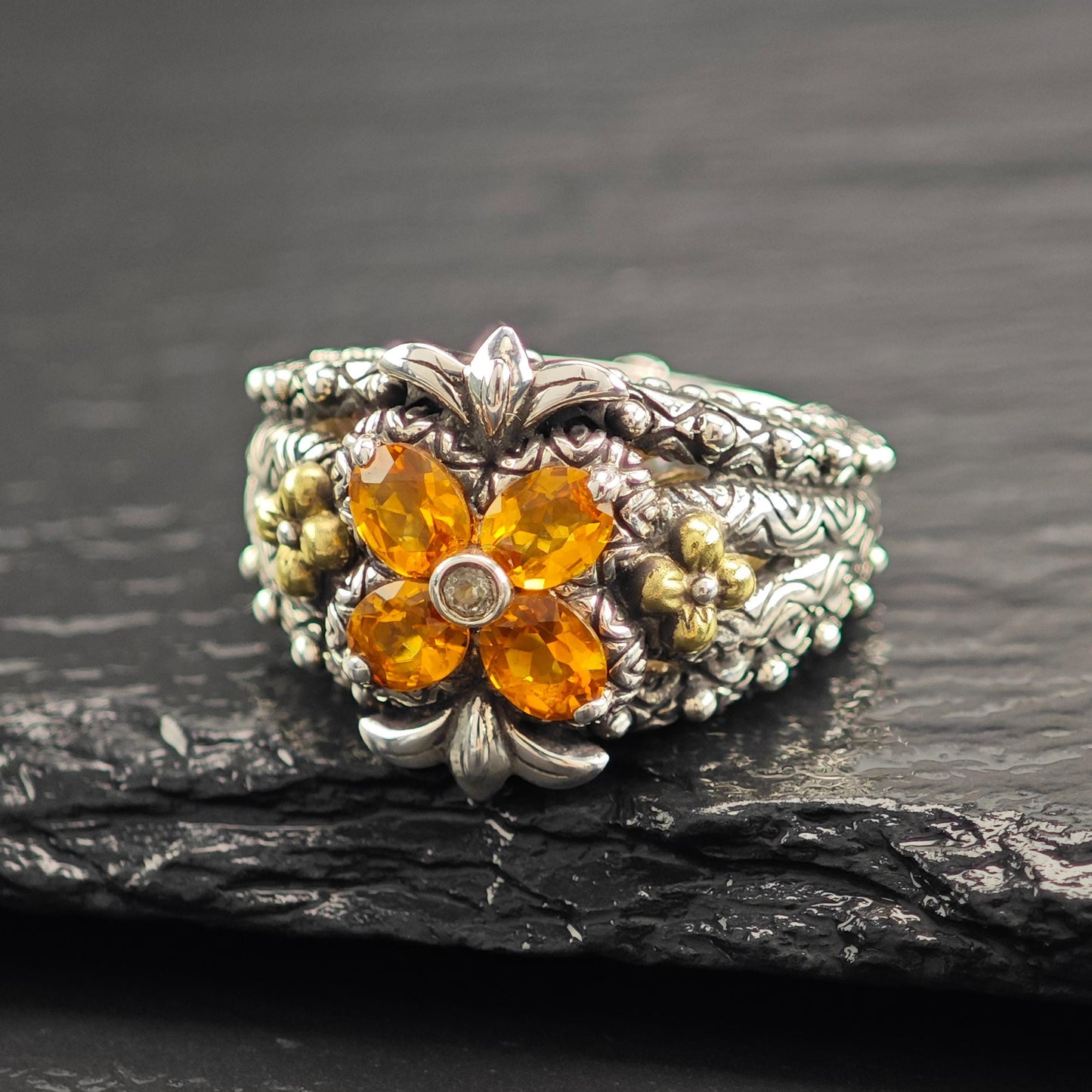 Barbara Bixby 18K Gold Accents, Citrine Ring Sterling Silver R5822