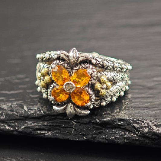 Barbara Bixby 18K Gold Accents, Citrine Ring Sterling Silver R5822