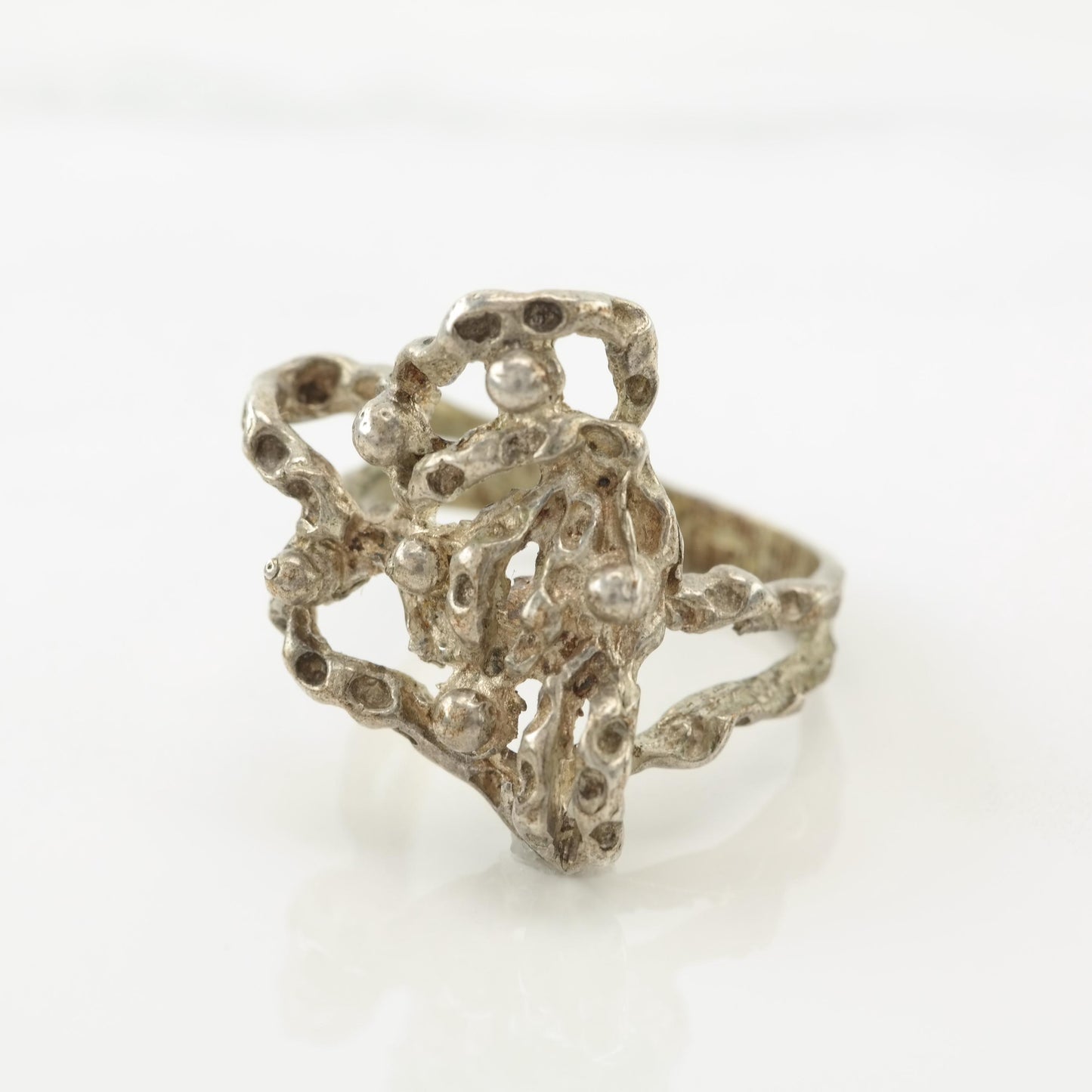 Brutalist, Studio Sterling Silver Ring Sz7 3/4 R5602
