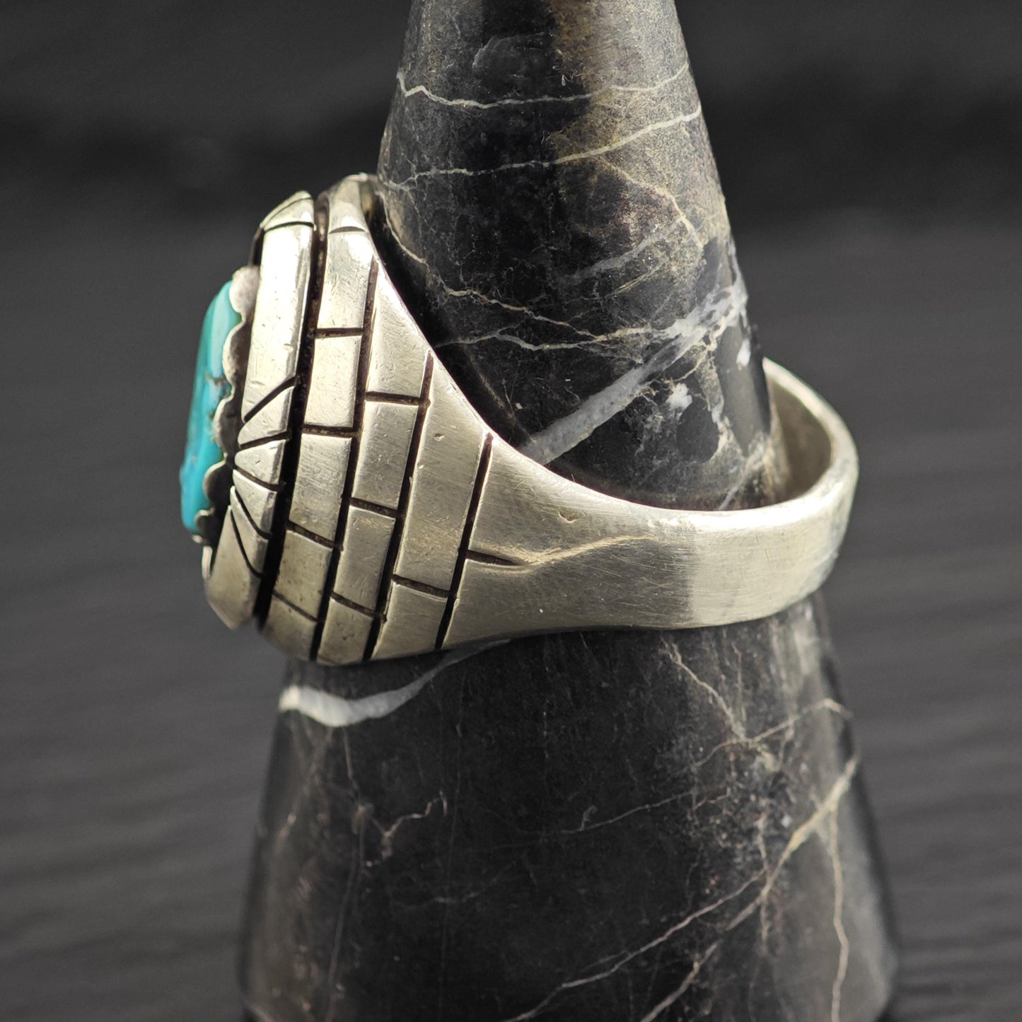Native American Turquoise Ring Sterling Silver Sz 15 1/2 R6621