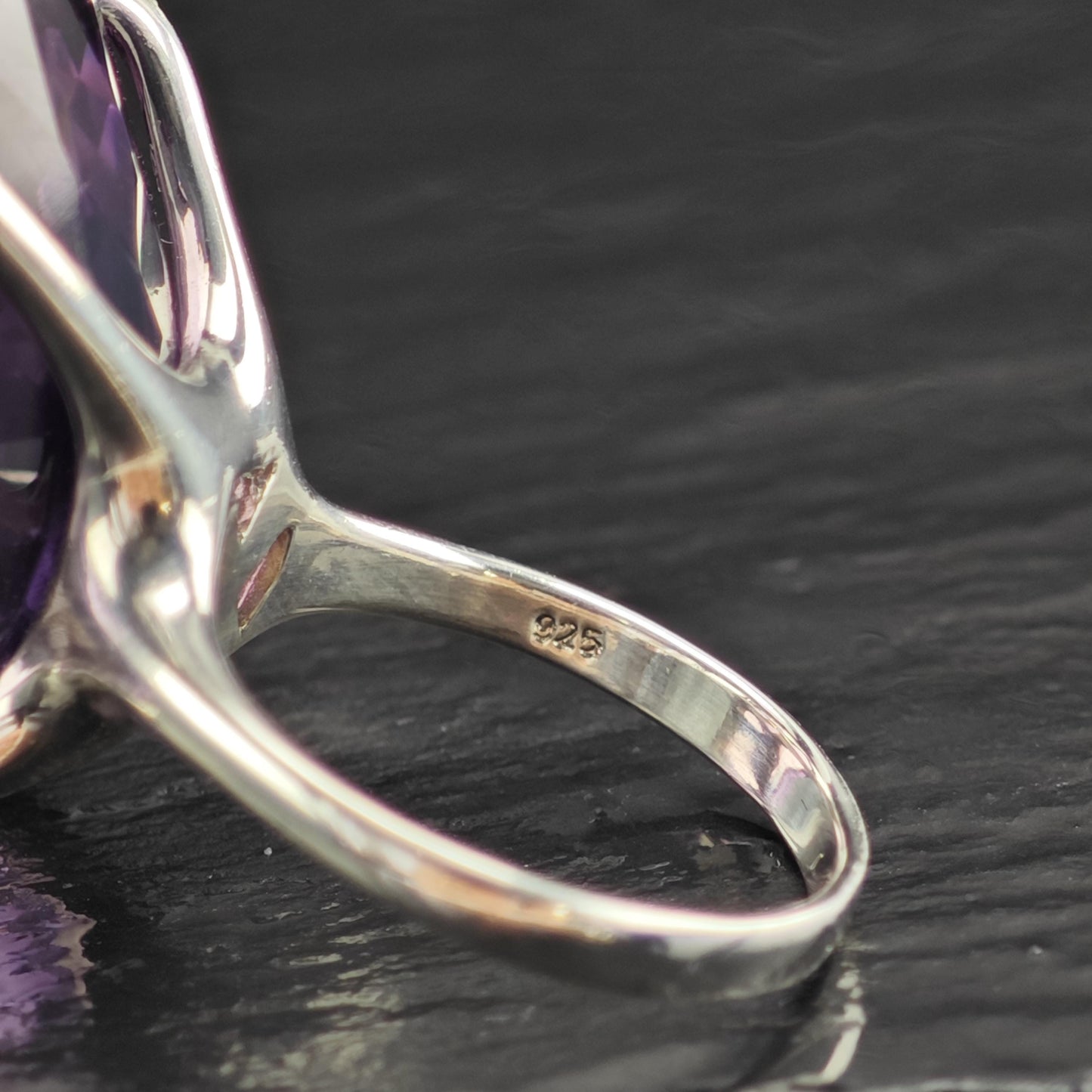 Vintage 50ct Amethyst Sterling Silver Ring Sz 9 R6577