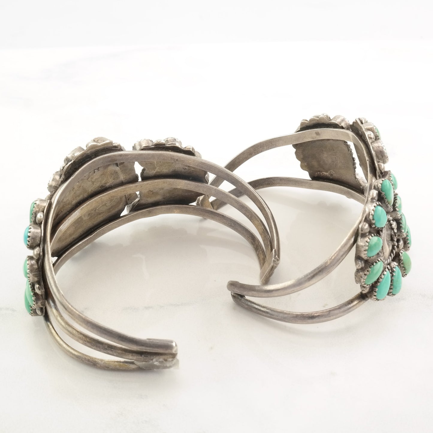 Victor Moses Begay Navajo Sterling Silver Cuff Bracelet Petit Point Turquoise