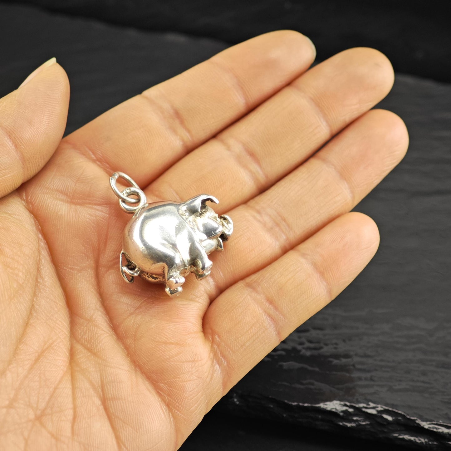 Big Pig Sterling Silver Pendant P3046
