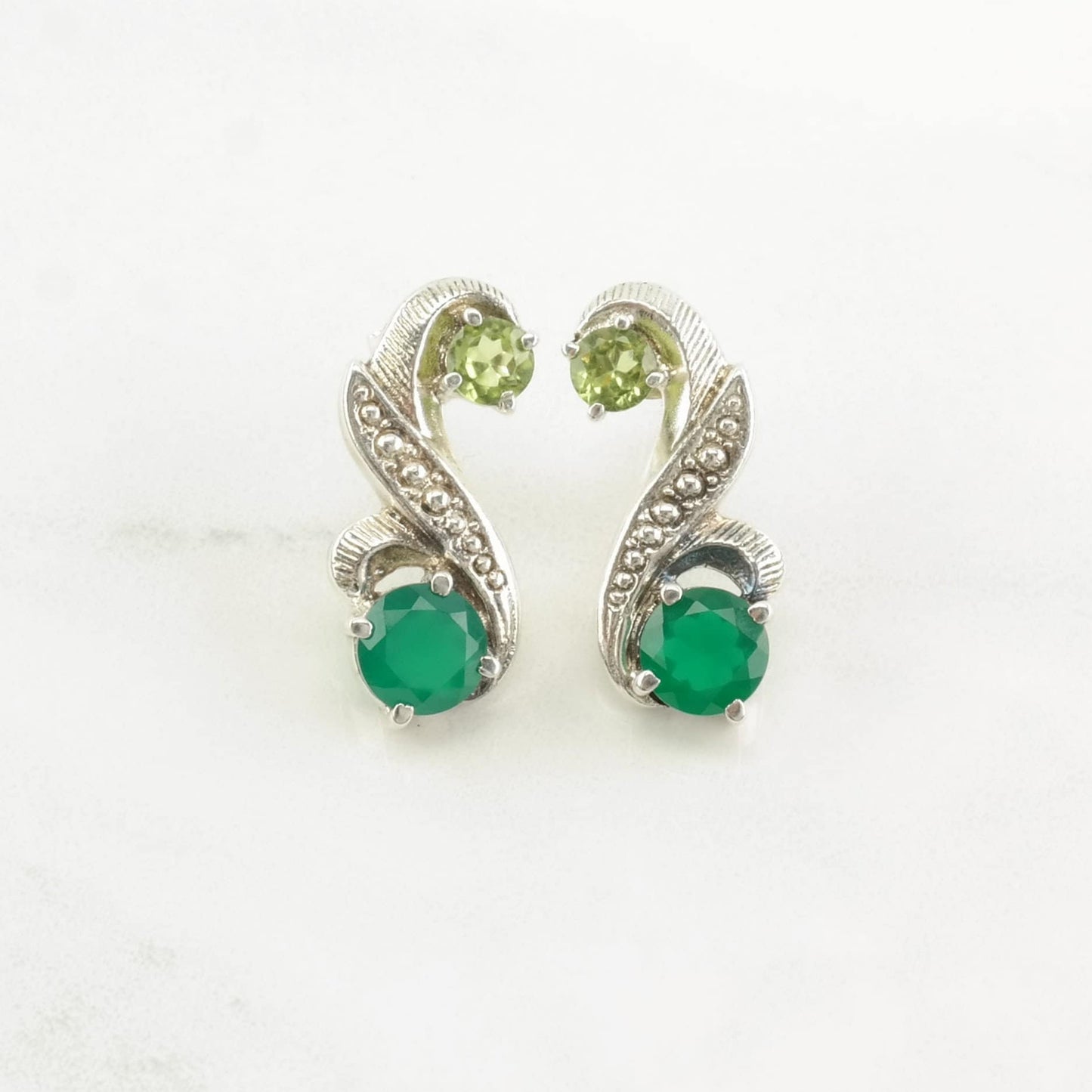 Nicky Butler Sterling Silver Green Chrysoprase Peridot Earrings Stud/Dangle