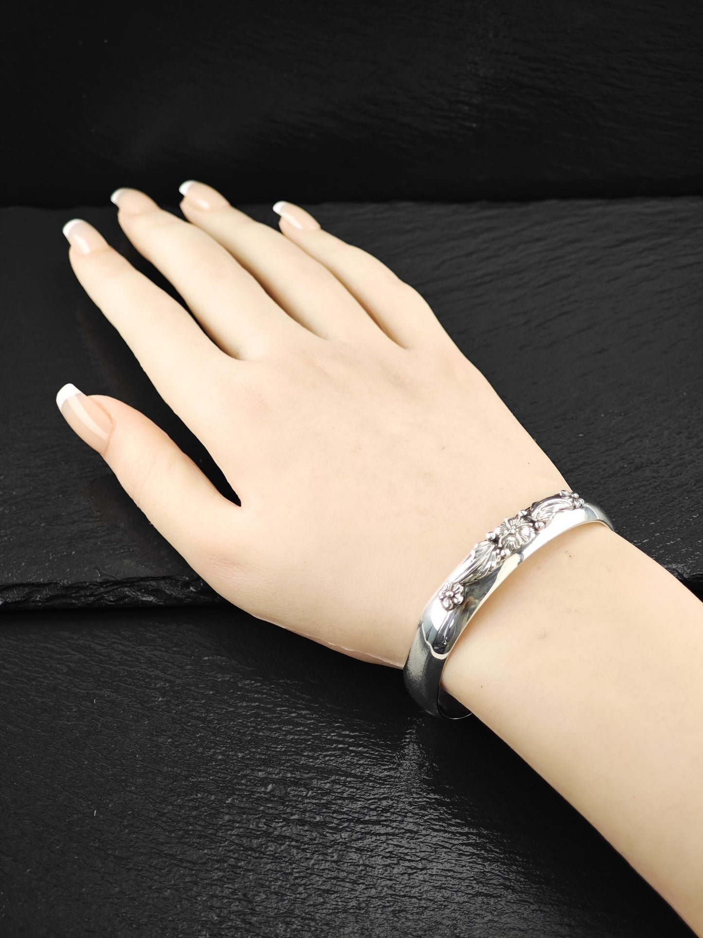 Carol Felley Floral Cuff Bracelet Sterling Silver, Stackable