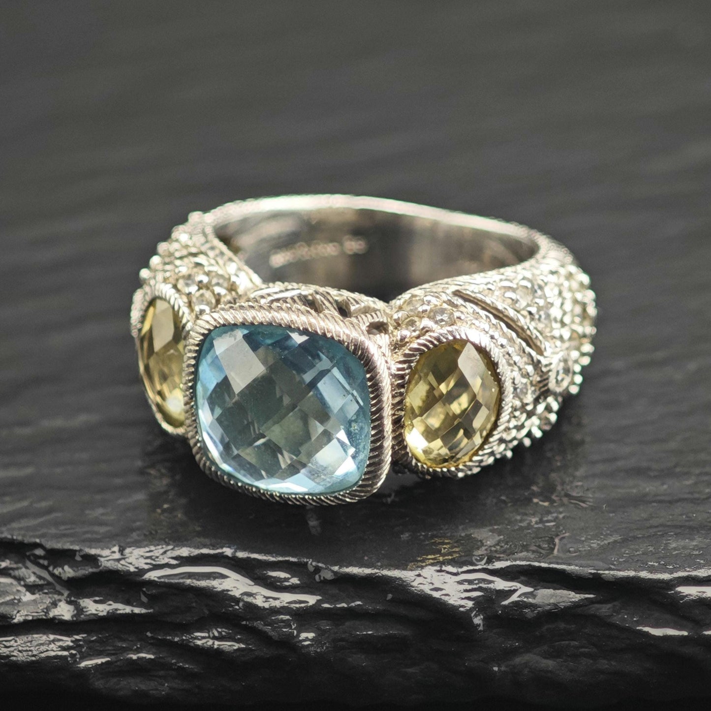 Judith Ripka Topaz Prasiolite Sterling Silver Ring Sz 6 R6681