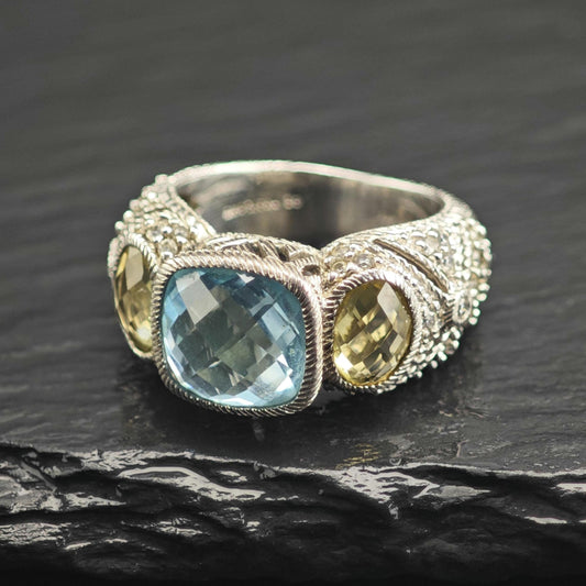 Judith Ripka Topaz Prasiolite Sterling Silver Ring Sz 6 R6681