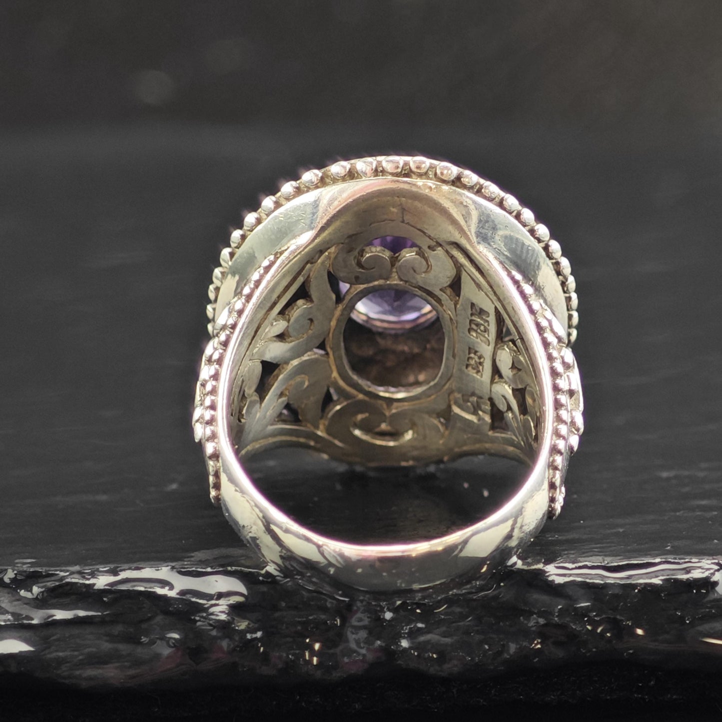 Amethyst 18k Gold Accent Sterling Silver Ring Sz 8 R6566