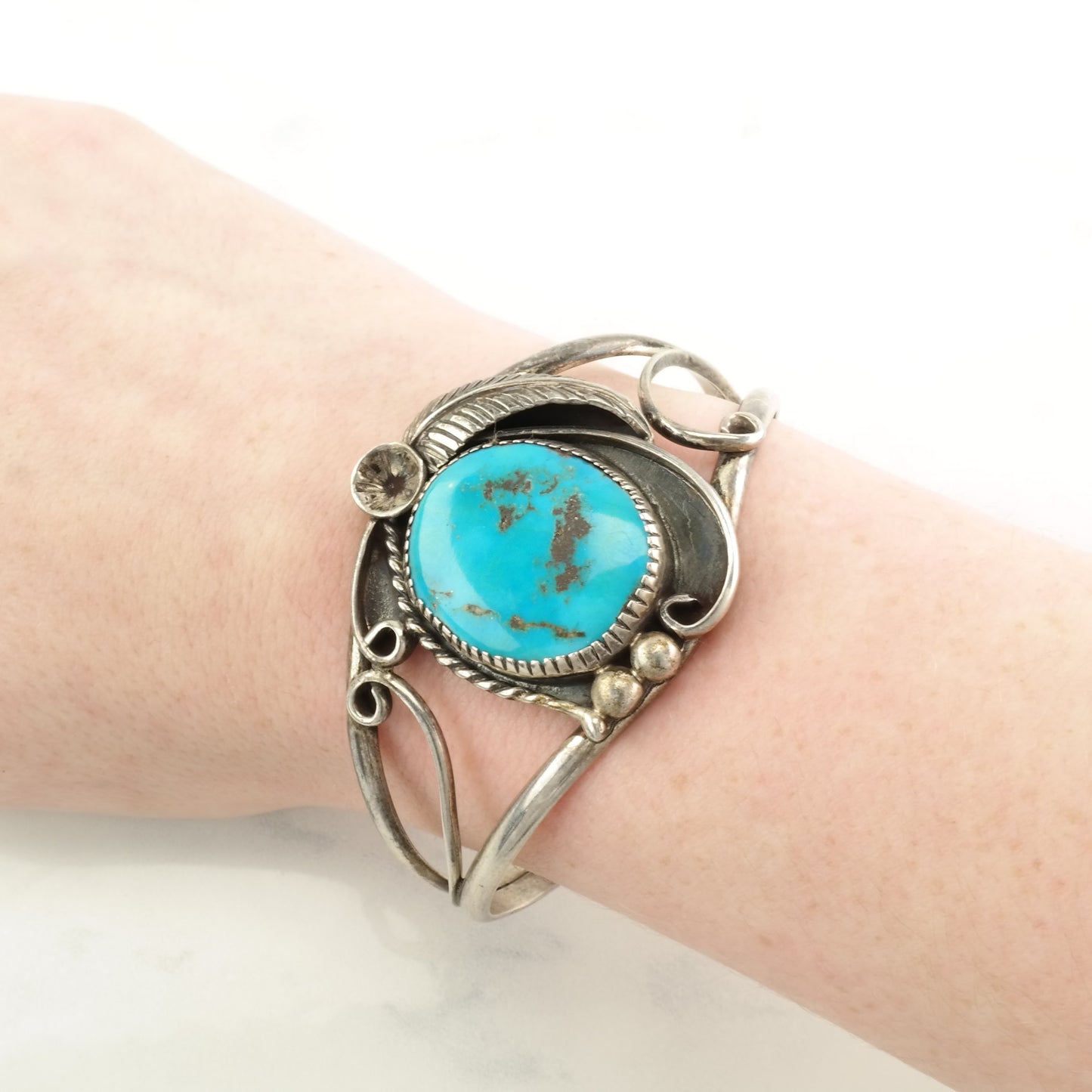 Sterling Silver Cuff Bracelet Blue Turquoise