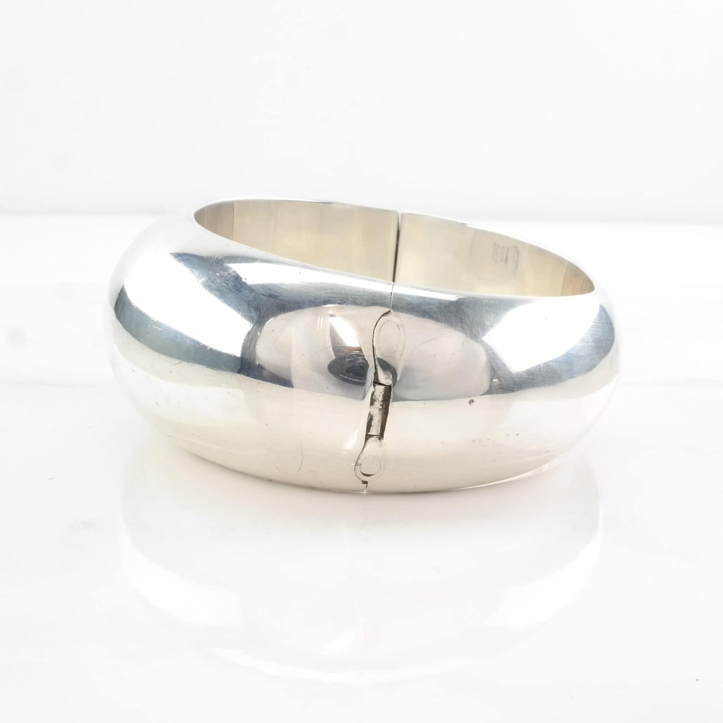 Taxco Wide Bangle Bracelet Ballesteros Sterling Silver Dome