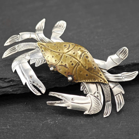 Studio Brass, Gold Tone Crab Brooch/Pendant Sterling Silver
