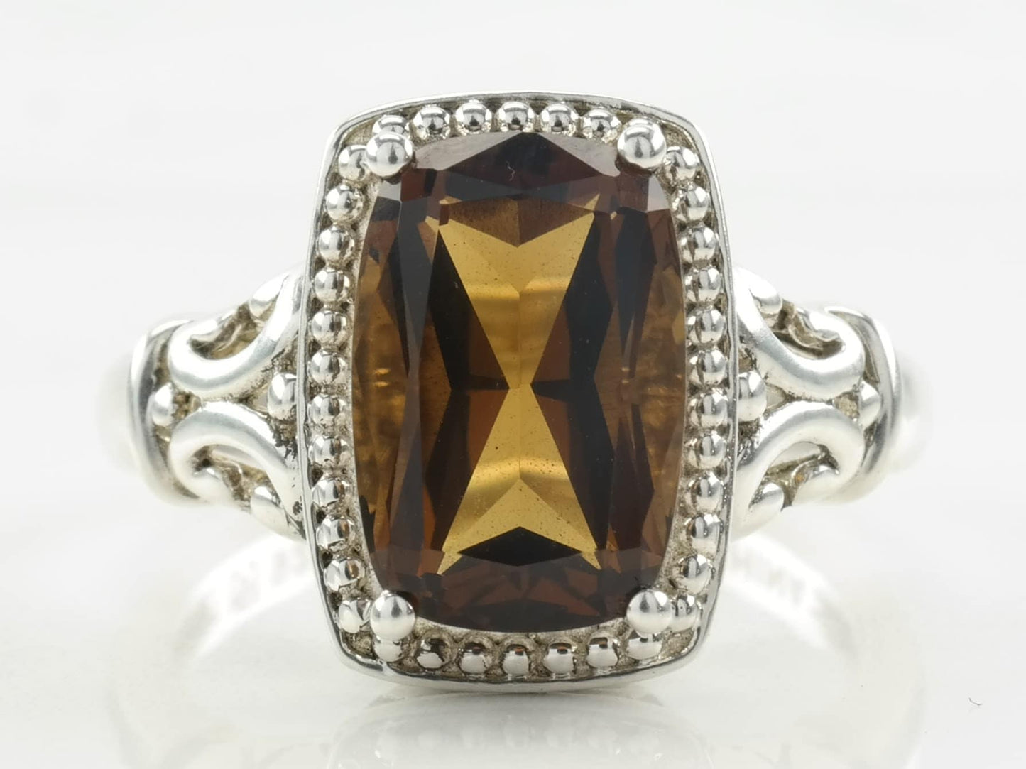 Sterling Silver Ring Citrine Square Size 8