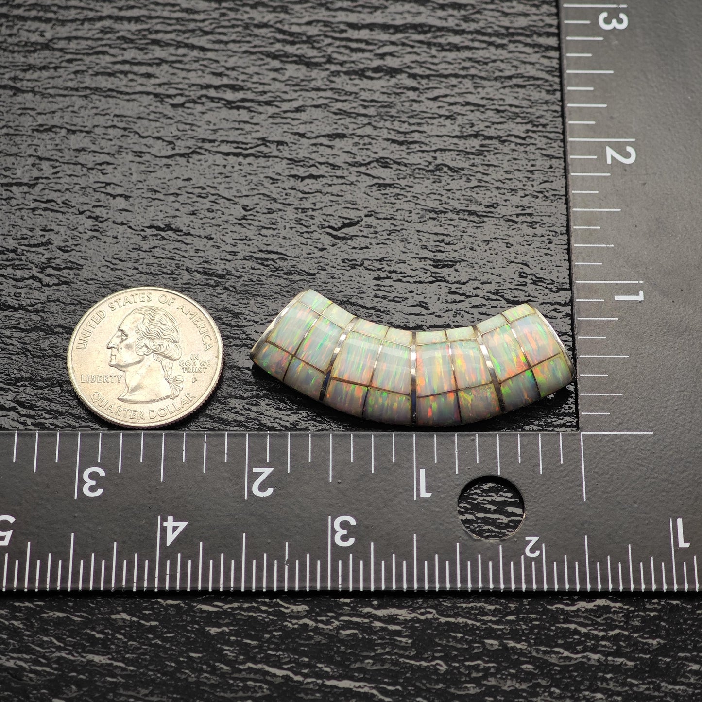 Vintage Opal Inlay Pendant Sterling Silver