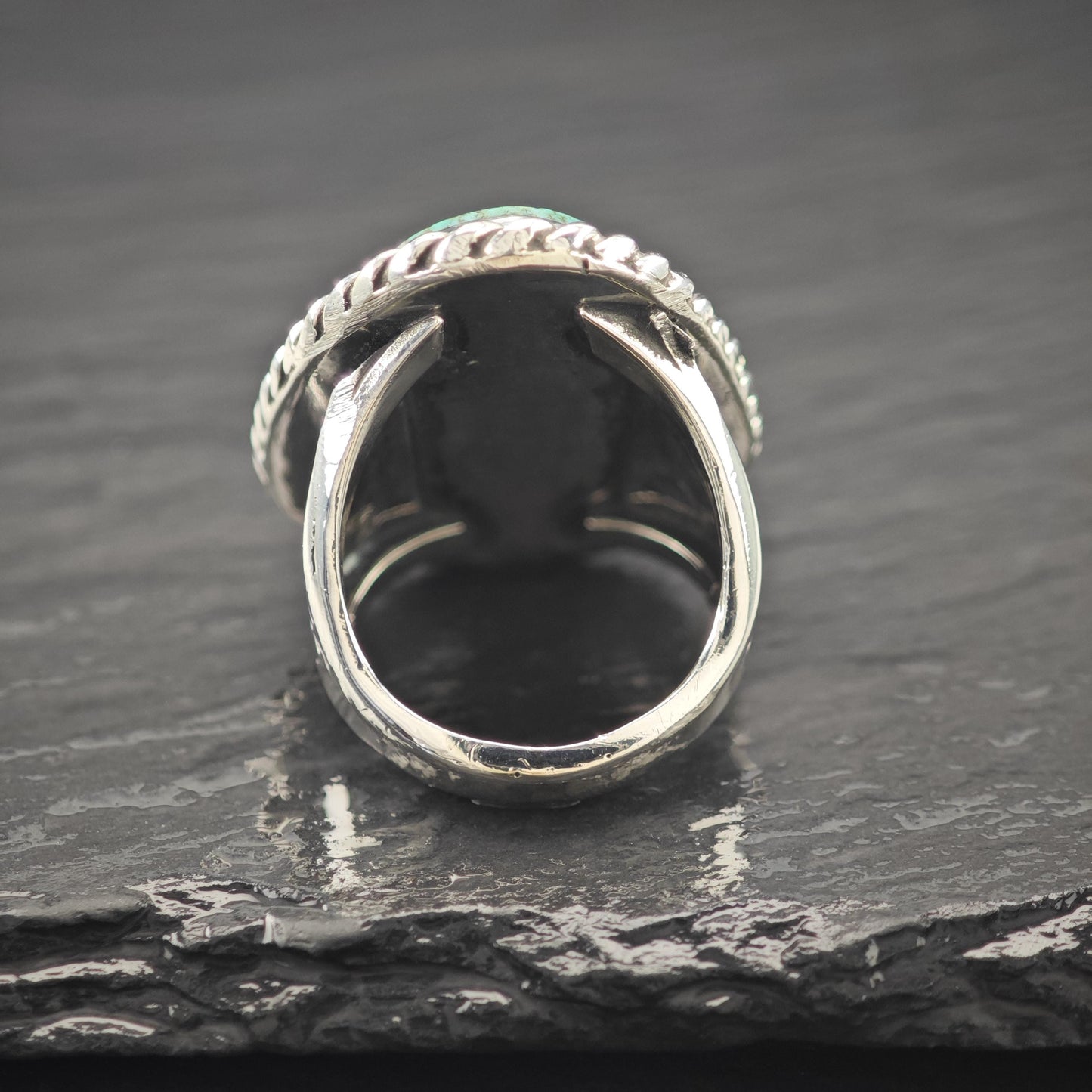 Southwest Spiderweb Turquoise Ring Sterling Silver Size 7 1/2