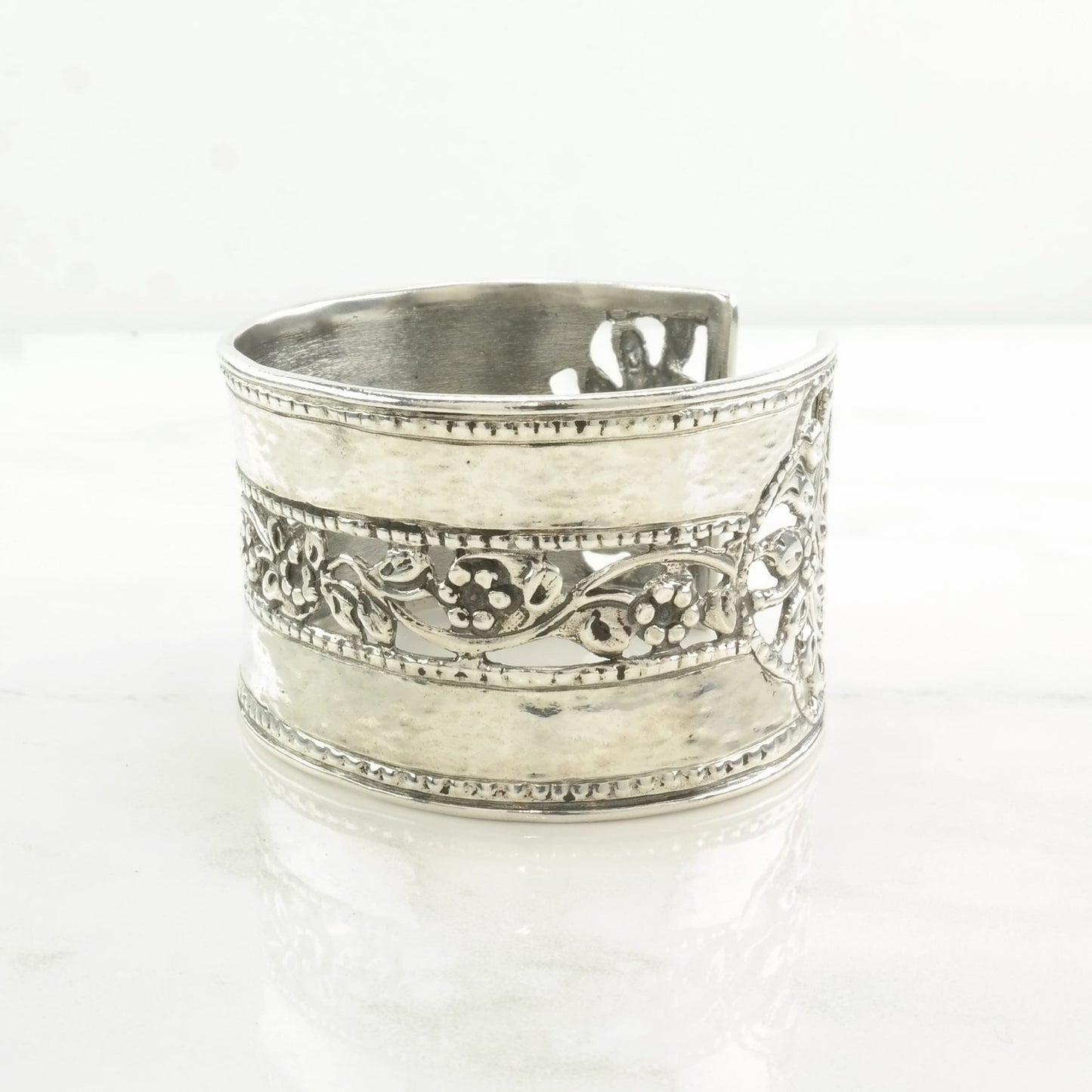 Israel Sterling Silver Cuff Bracelet Floral