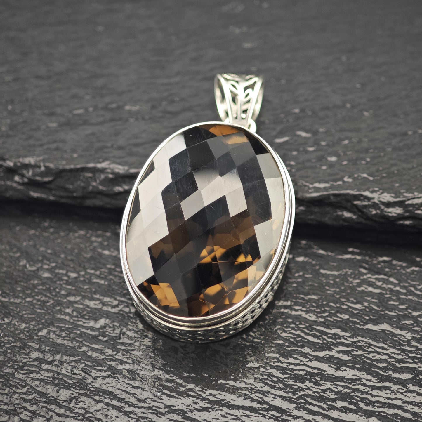Oval Quartz Pendant - Sterling Silver  Style P2814