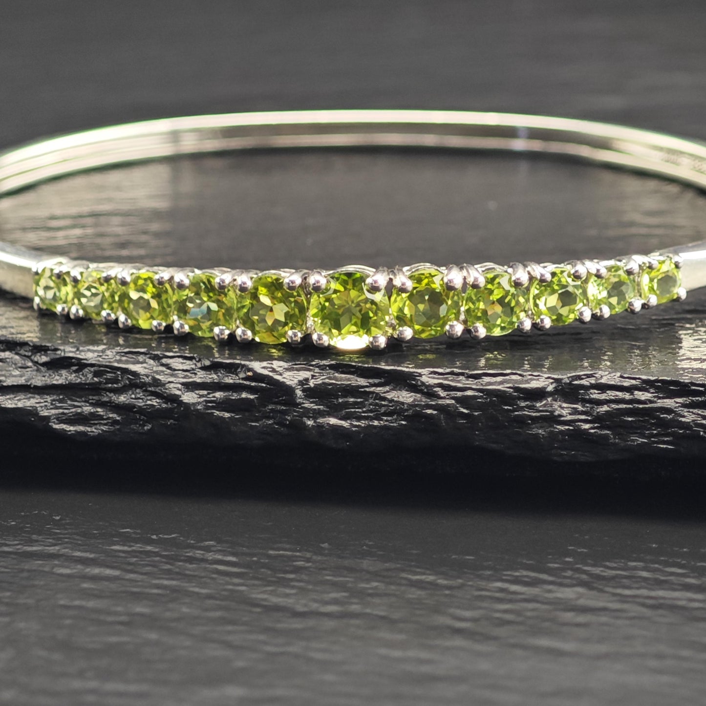 Choice of Garnet & Peridot Sterling Silver Bangles Sz 7 1/4" BR3129