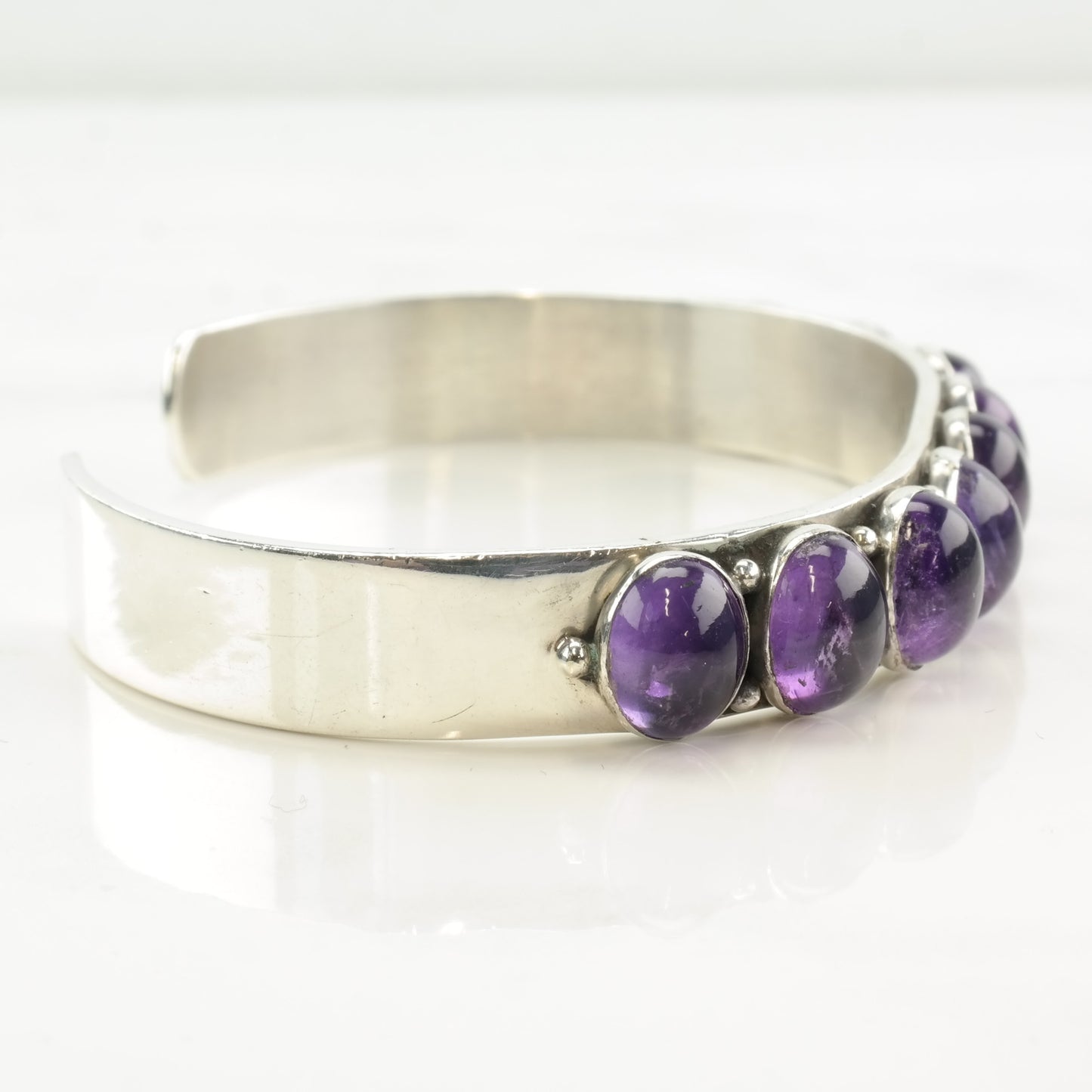 Toadlena Sterling Silver Amethyst Cluster Cuff Bracelet