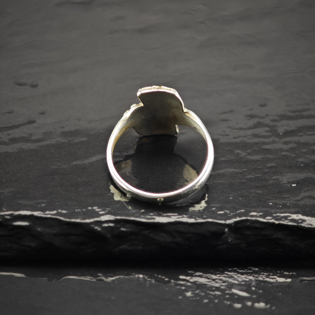 10K Gold Leaf Sterling Silver Ring Sz 6 R6828