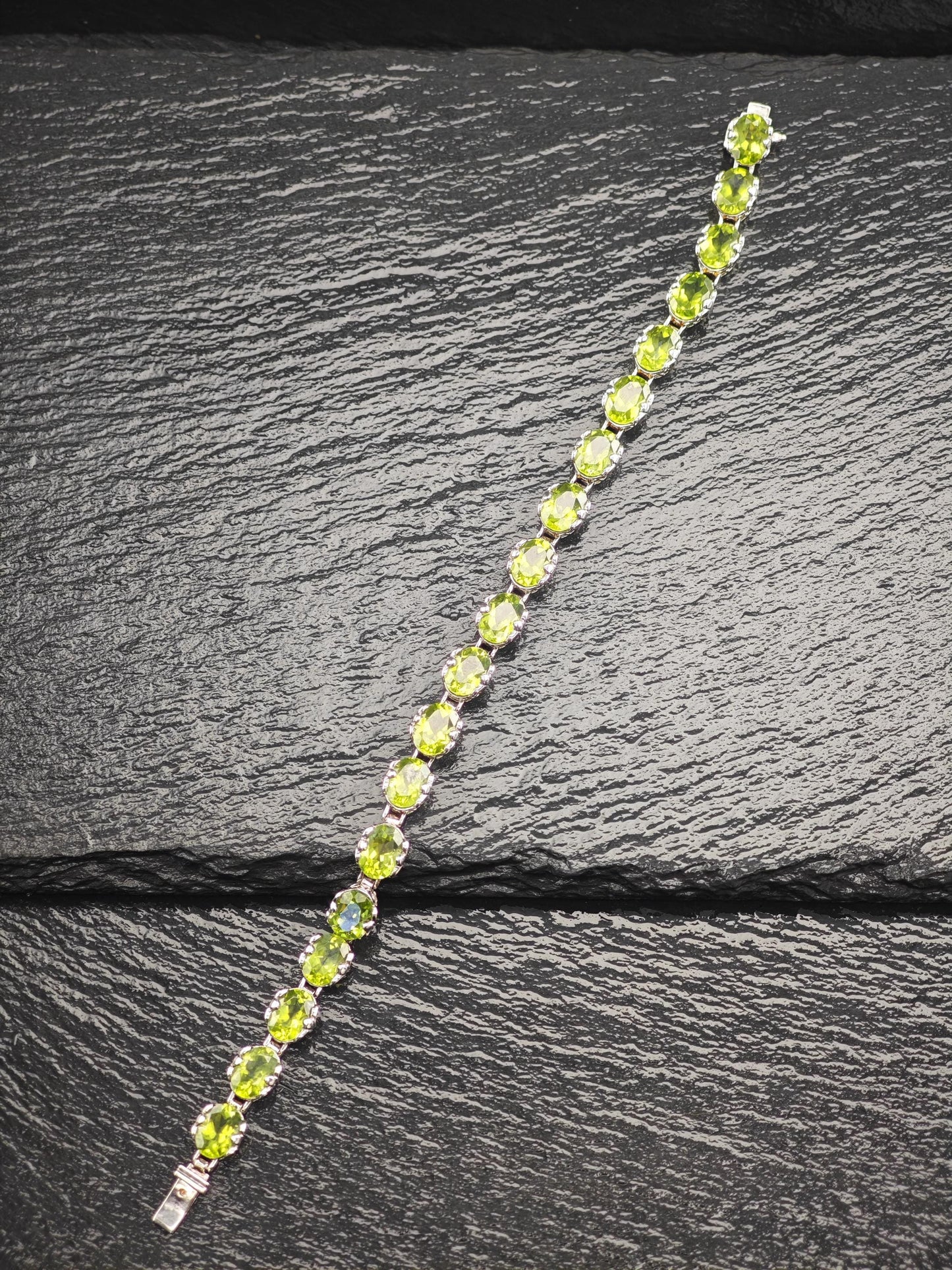 Vintage Natural Peridot Bracelet Sterling Silver