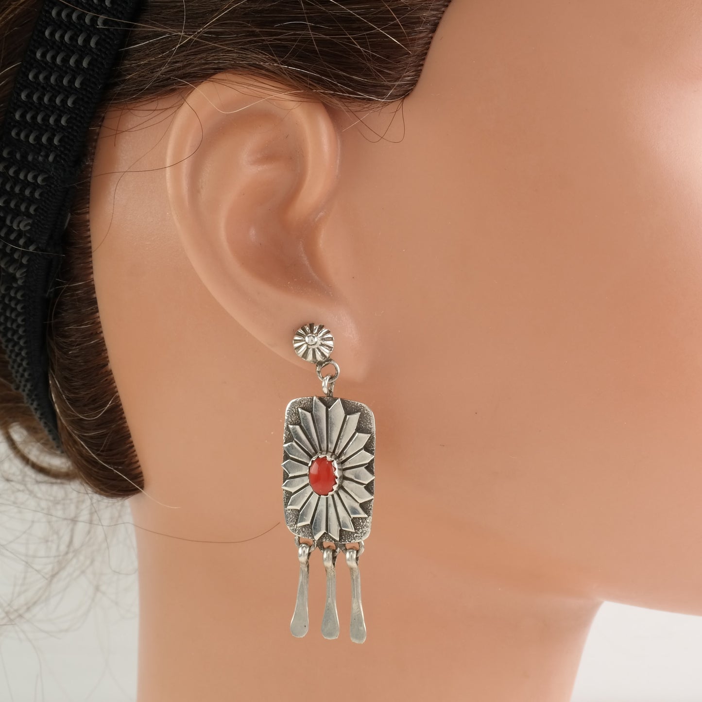 Choice of Navajo Coral, Turquoise Sterling Silver Earrings Stud, Dangle