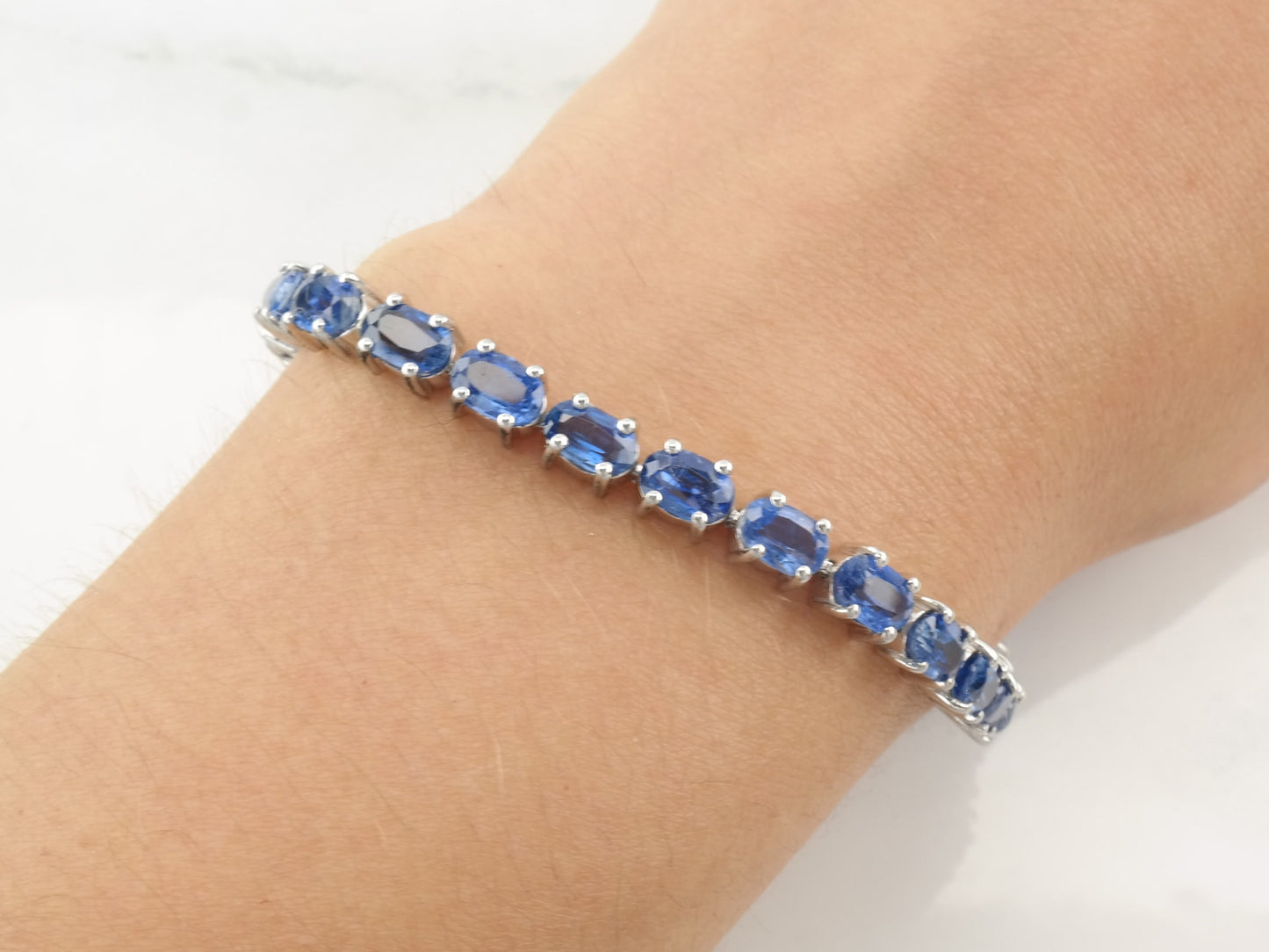 Vintage Sterling Silver Blue Kyanite Bracelet