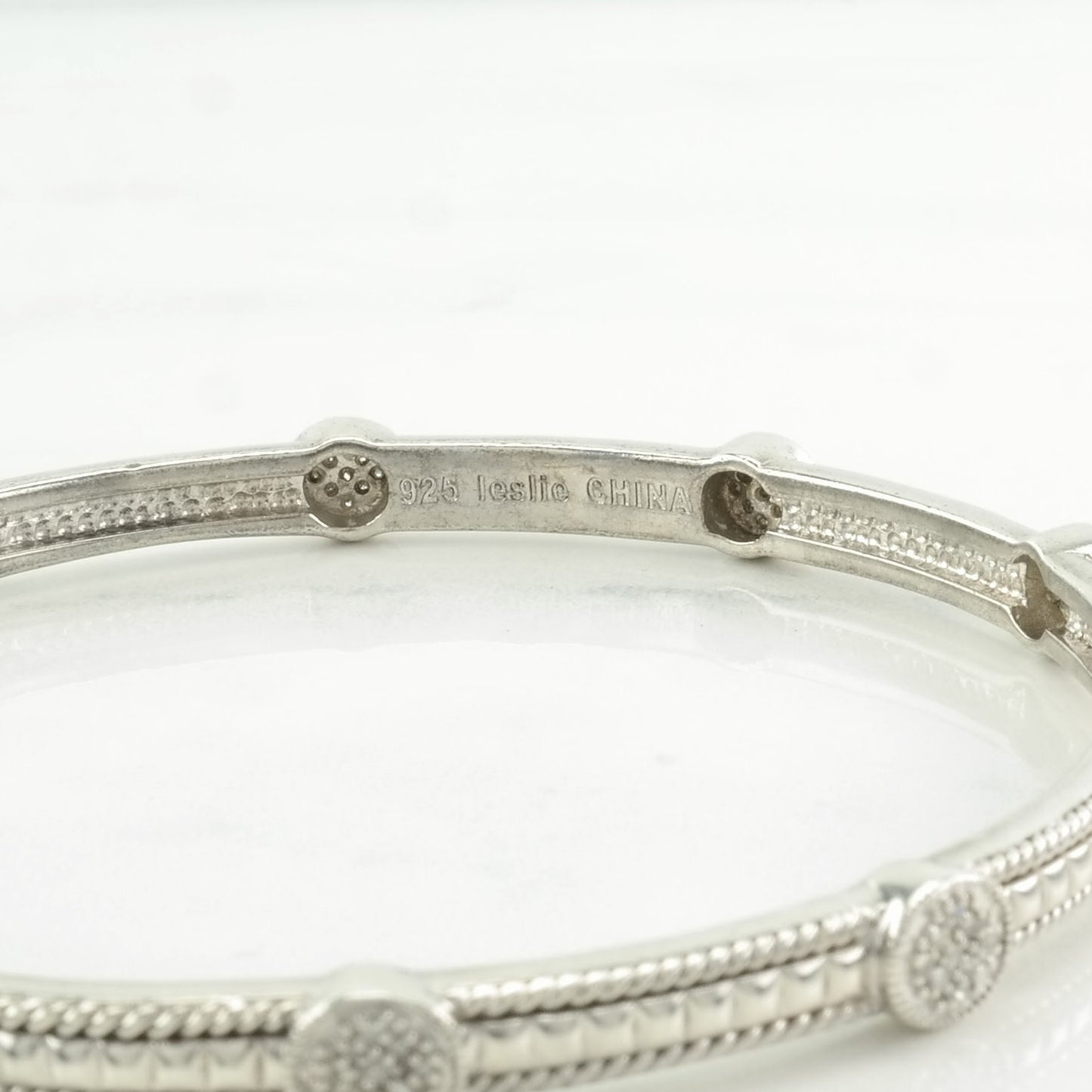 Vintage Sterling Silver Bangle Bracelet Diamond