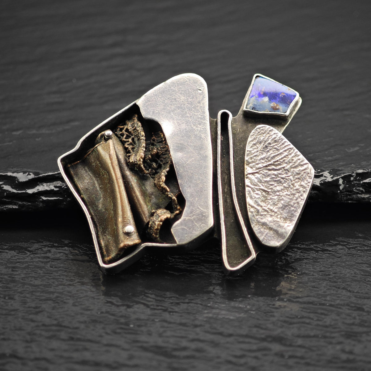 Abstract Modernist Opal Sterling Silver Pendant/Brooch P3123