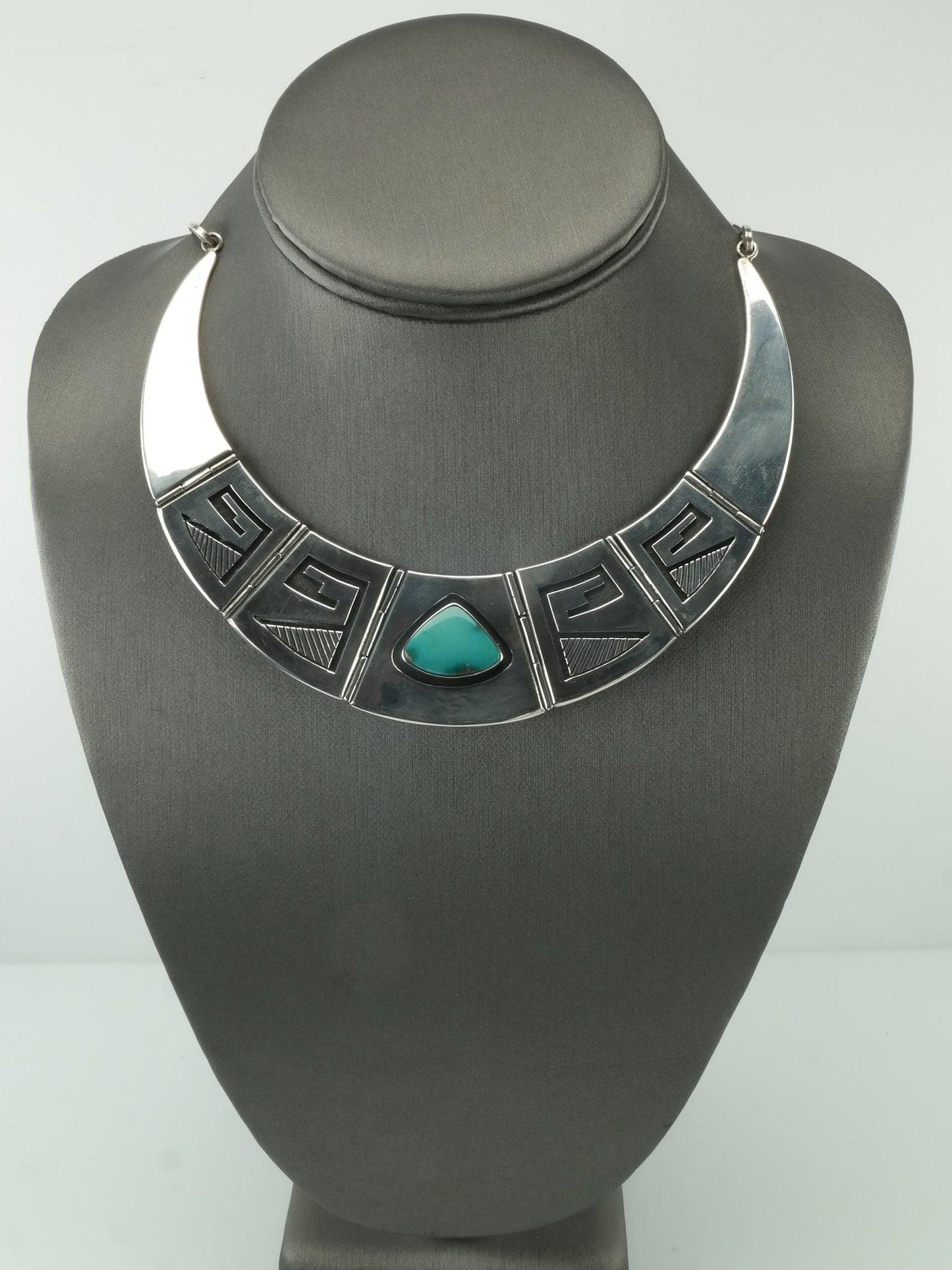 Native American Sterling Silver Blue Turquoise Overlay Necklace Ted Wadsworth