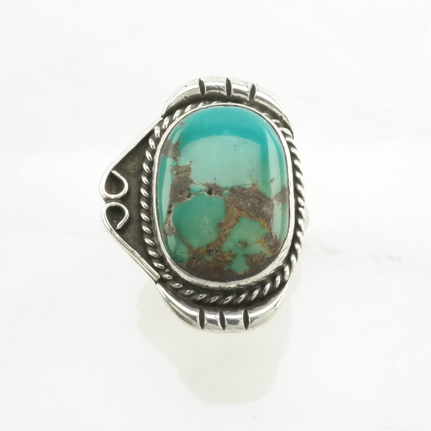 Southwest Silver Ring Turquoise Large Sterling Blue Size 8 1/2