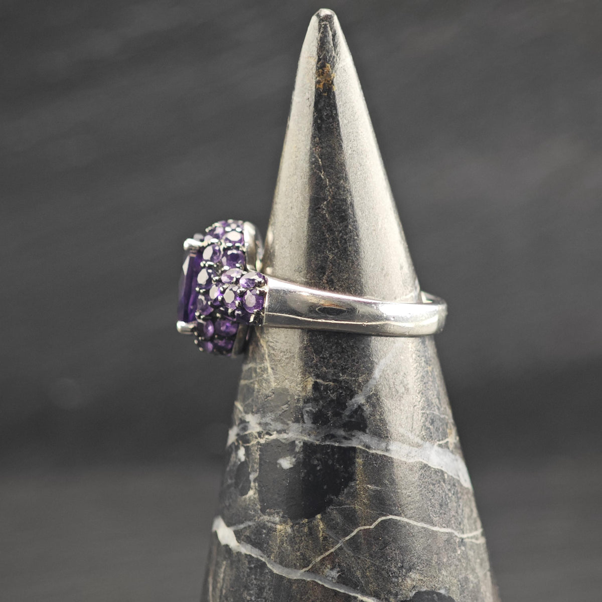 Amethyst Pave Sterling Silver Ring Sz 5 R6743