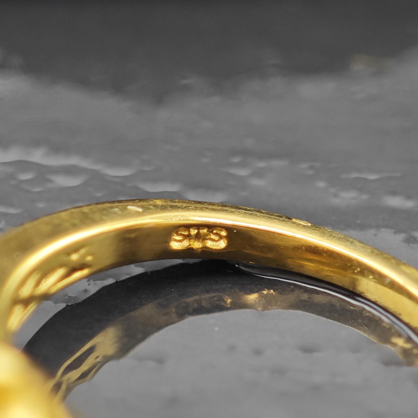 12mm Pearl Diamond 14K Gold Plated Ring Sterling Silver Sz 6