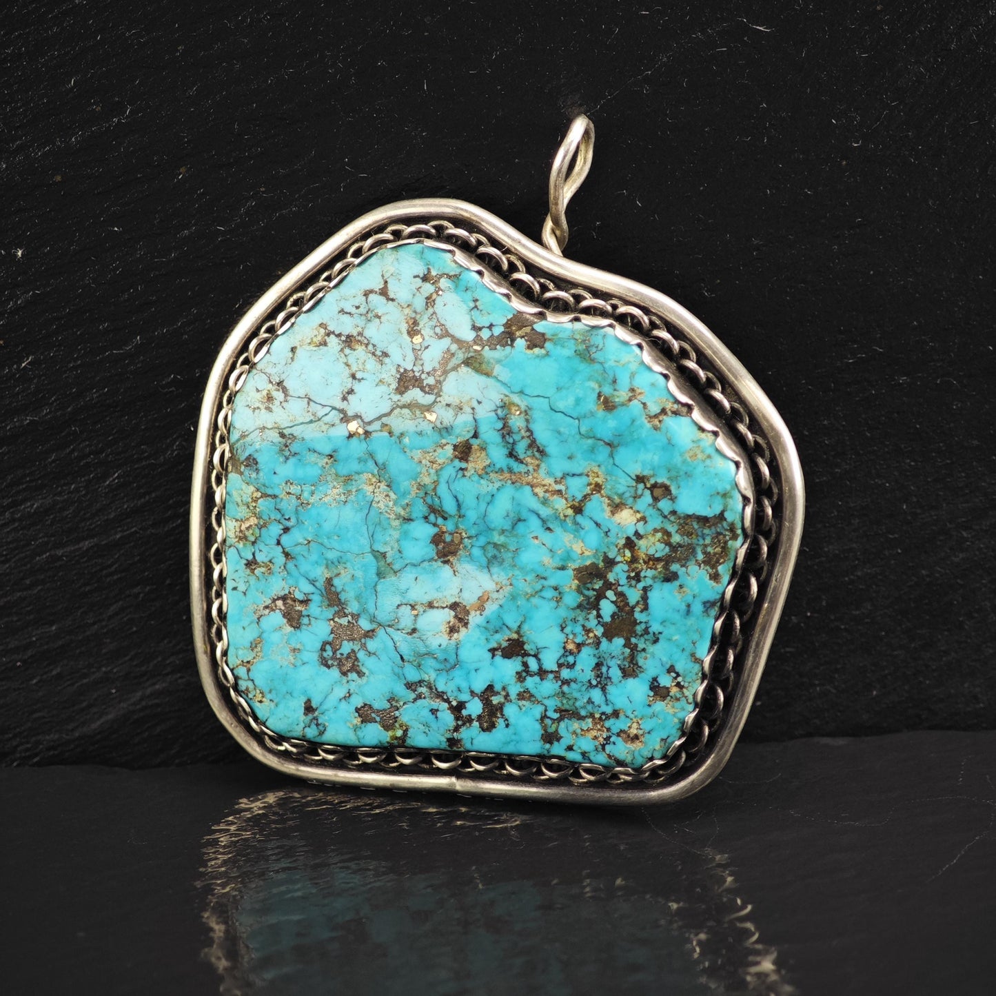 AS IS Large Turquoise Pendant, Sterling Silver