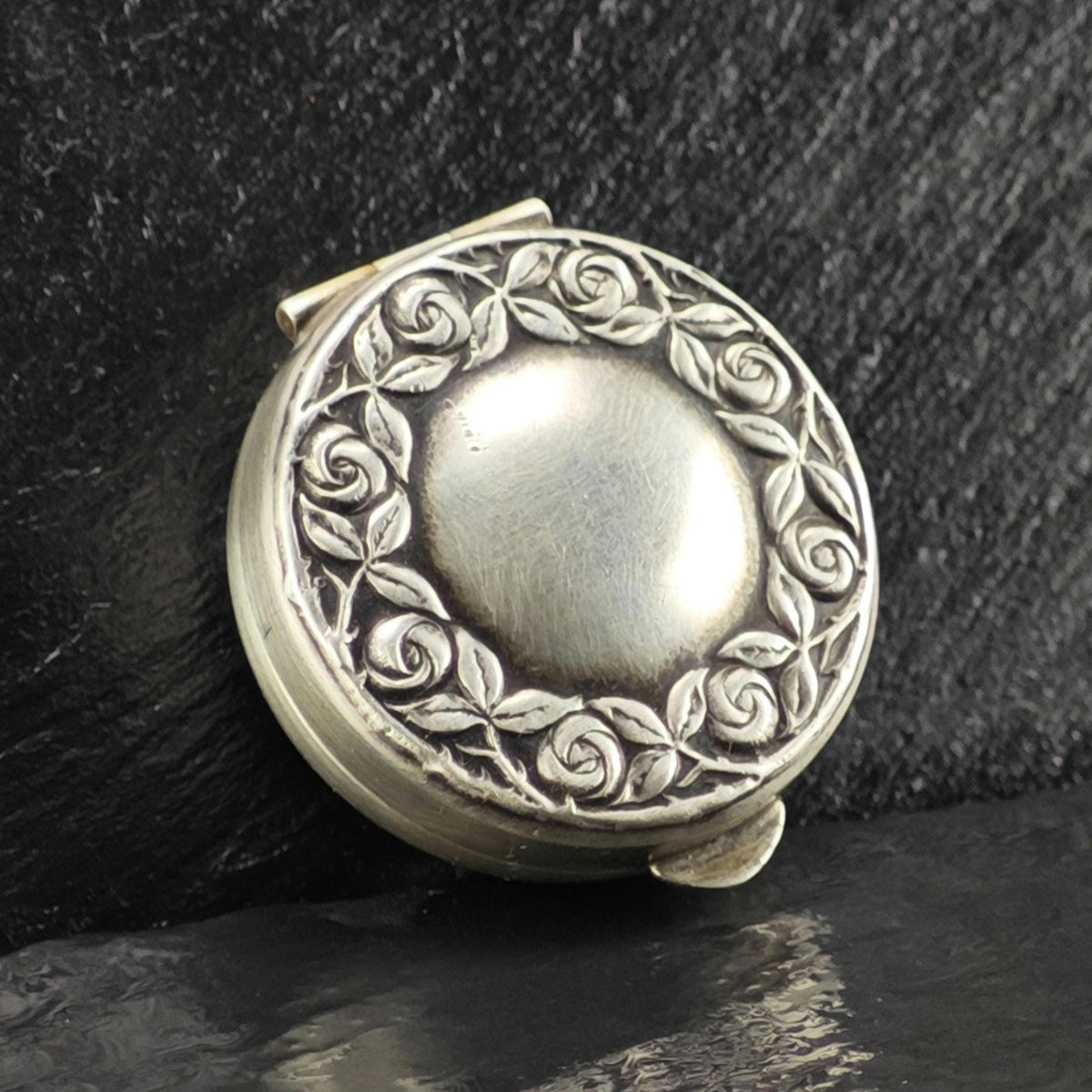 Vintage Rose Repousse Trinket Box Sterling Silver By The Thomae Co MISC0423