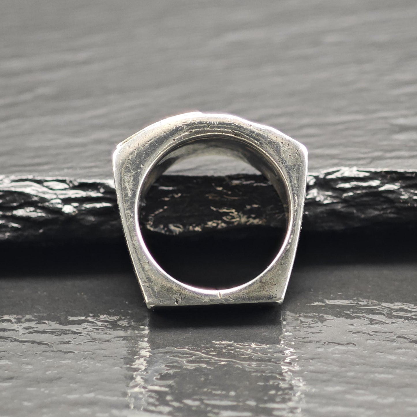 Hammered Gold Accent Sterling Silver Ring Sz 5 1/4 R6698
