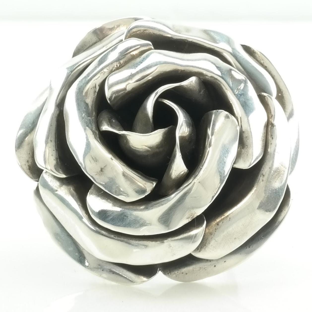 Vintage Statement Silver Ring Rose Large Sterling Size 11 1/2