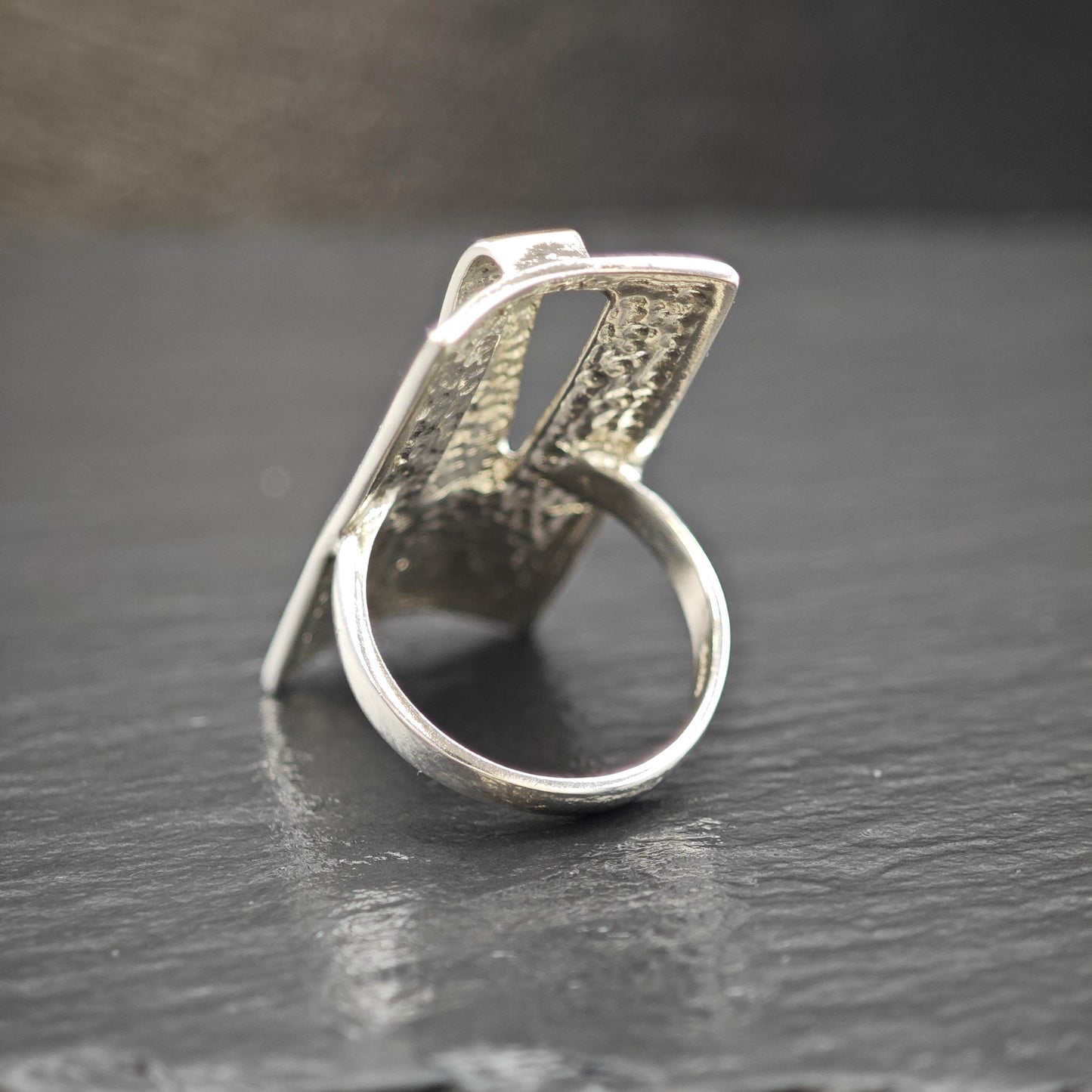 Abstract 14K Gold Accent Ring Sterling Silver Sz 7 R6017