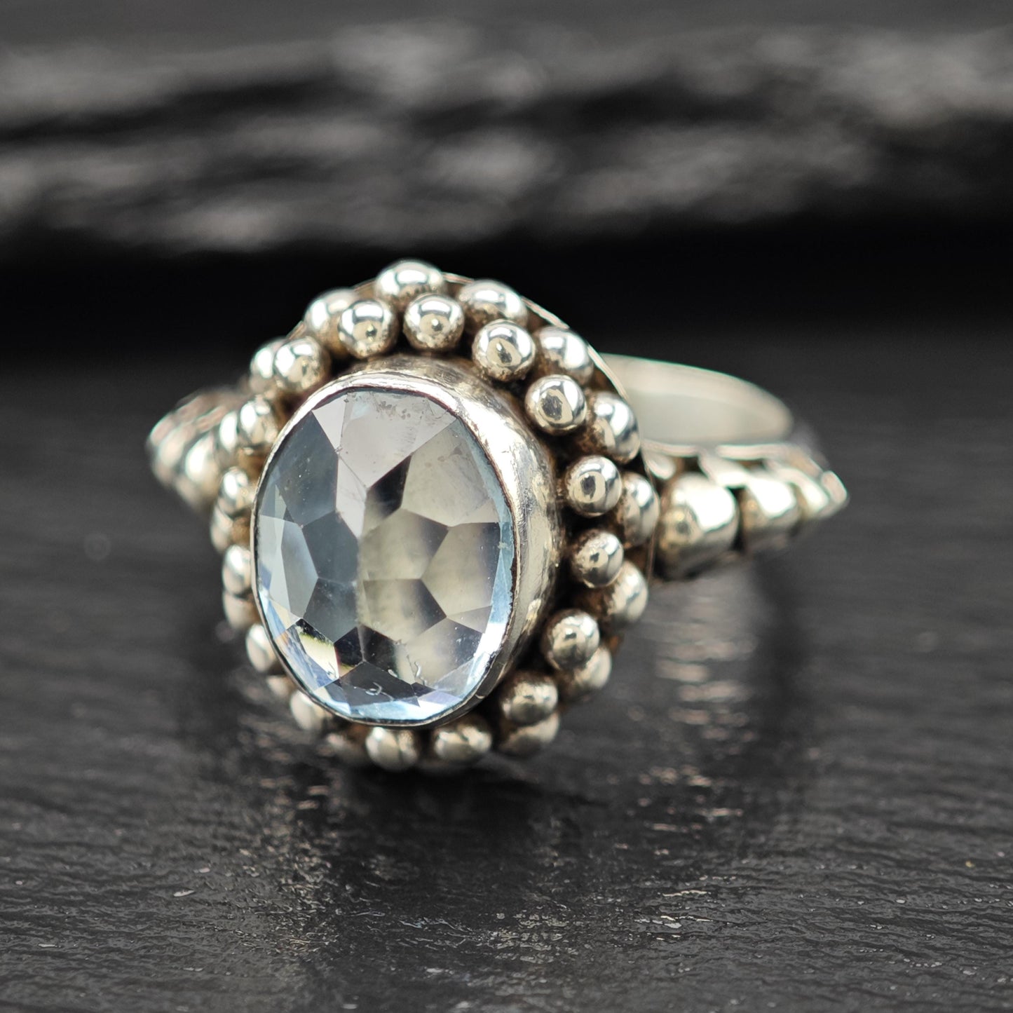 Sterling Silver Ring Oval Topaz Gemstone Size 6 R6101