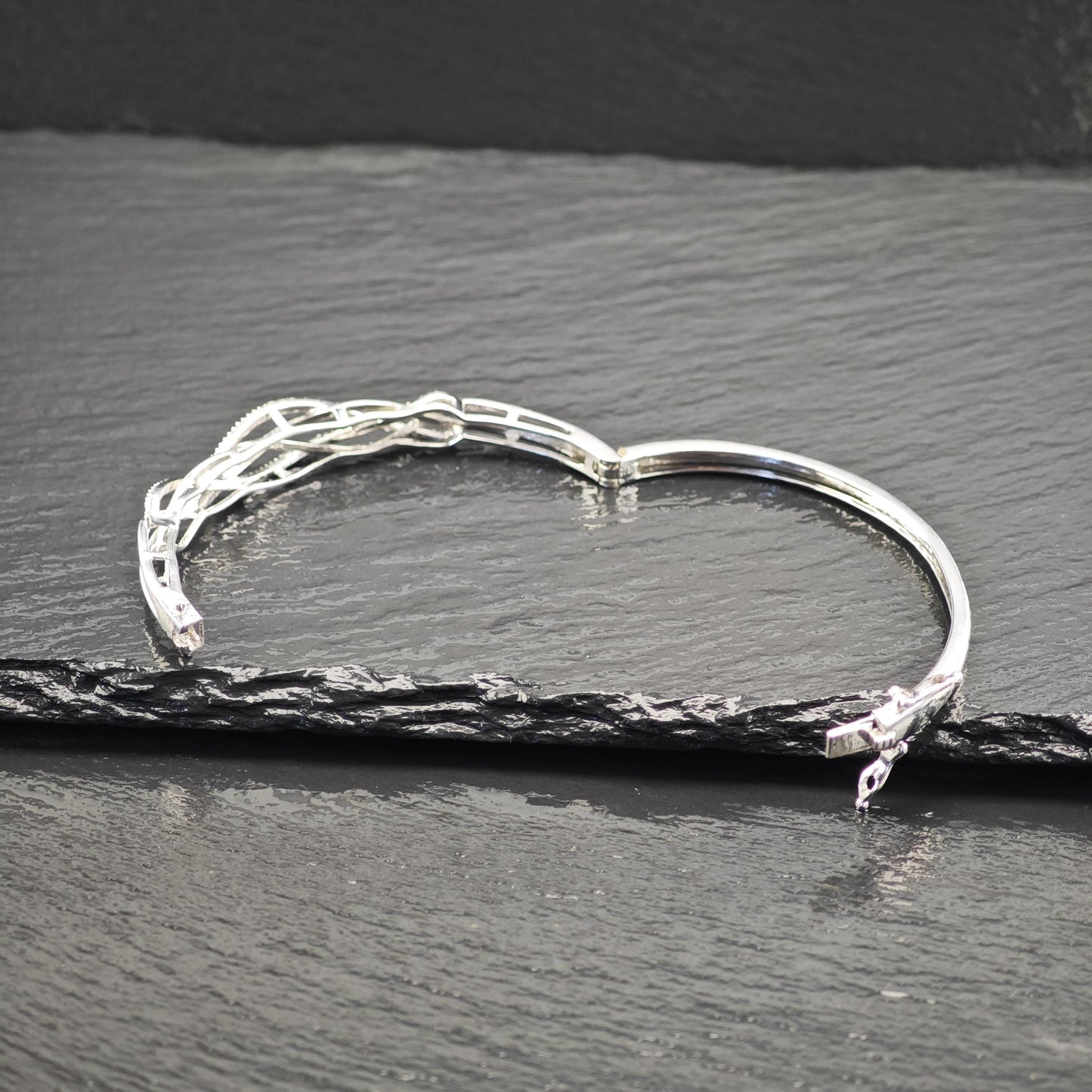 JWBR White Diamond Bangle Bracelet Sterling Silver
