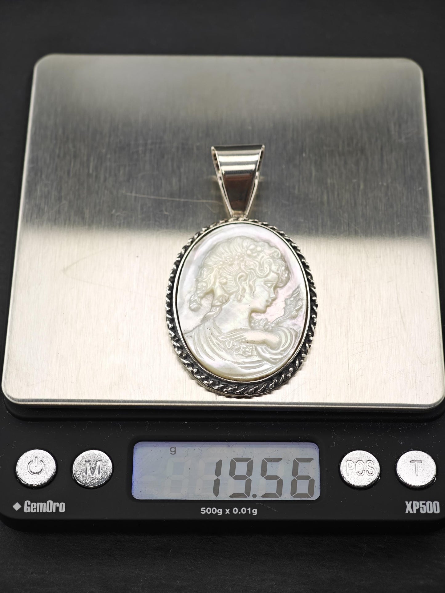 DTR MOP Carved Cameo, Female Sterling Silver P2673