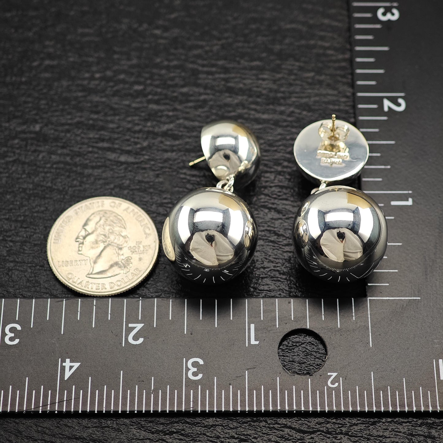 Vintage Beaded 14k Gold Posts Stud/Dangle Earrings Sterling Silver