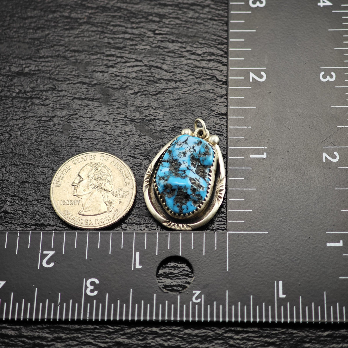 SW Spiderweb Turquoise Sterling Silver Pendant P3122
