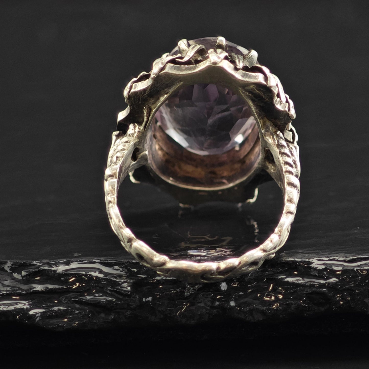 AS IS Mid Century Amethyst Sterling Silver Ring Sz 6 R6601