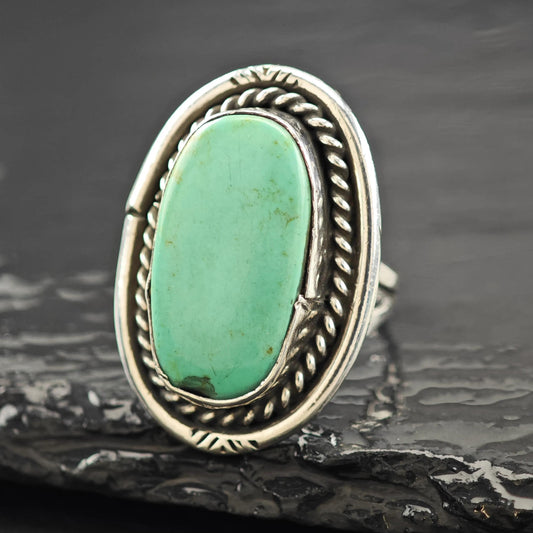 Southwest Turquoise Ring: Sterling Silver Jewelry Size 8 1/4