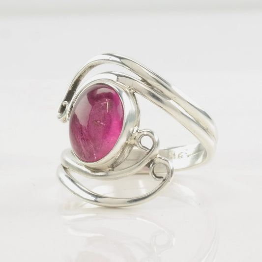 Pink Tourmaline Ring Sterling Silver Size 6