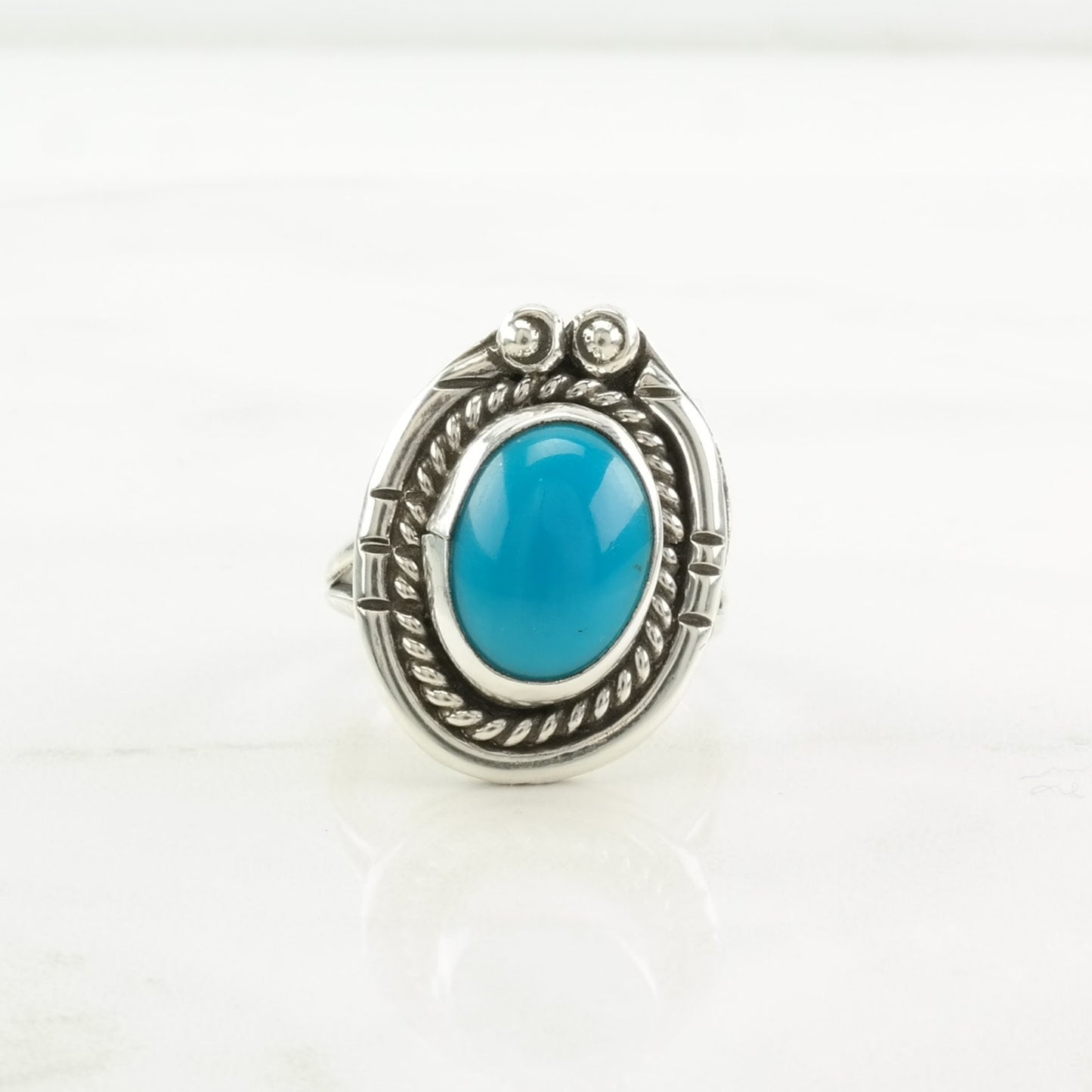 Native American Sterling Silver Ring Turquoise Blue Size 7 1/2