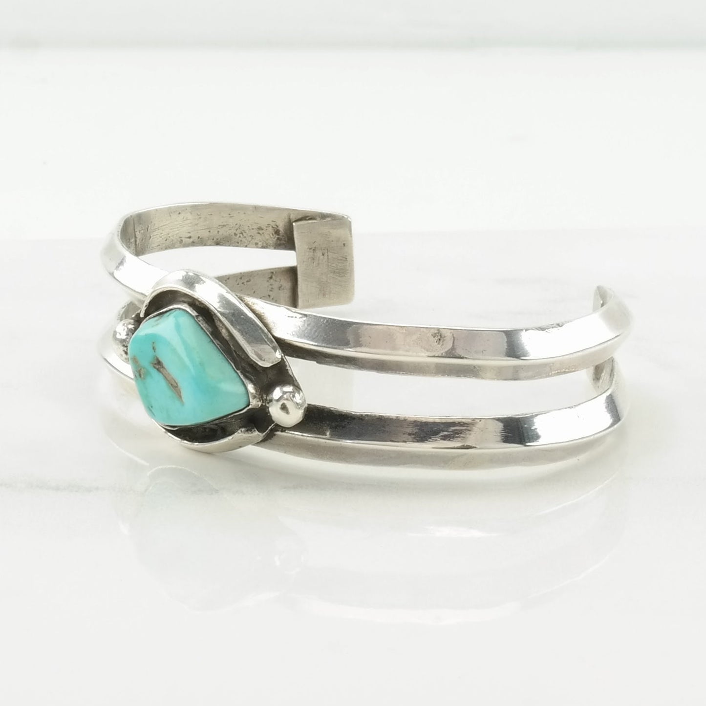 Southwest Sterling Silver Cuff Bracelet Blue Turquoise