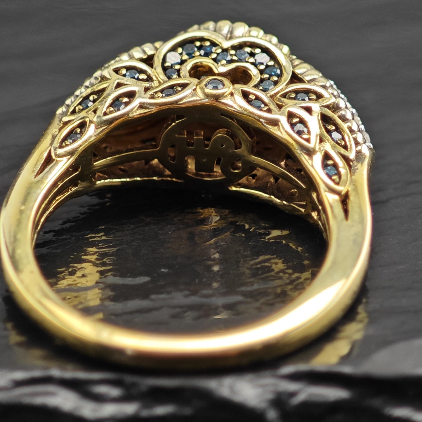 Diamond Cluster Gold-Plated Sterling Silver Ring Sz 8 R6737