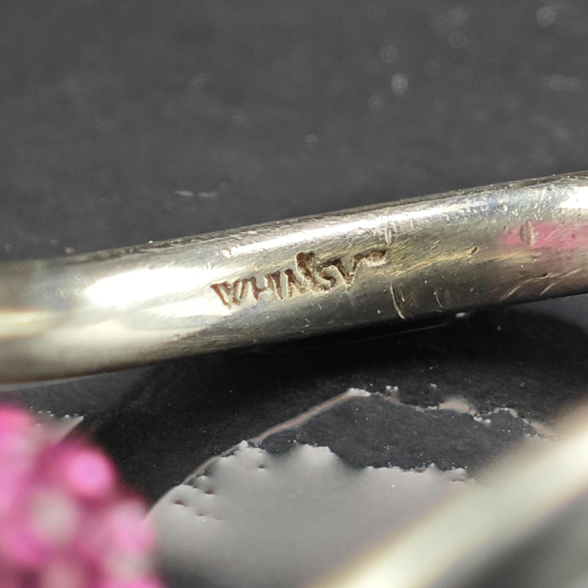 Vintage Whimsy Pink Stone Rotating Bead Sterling Silver Ring Sz 4 1/2 R6835