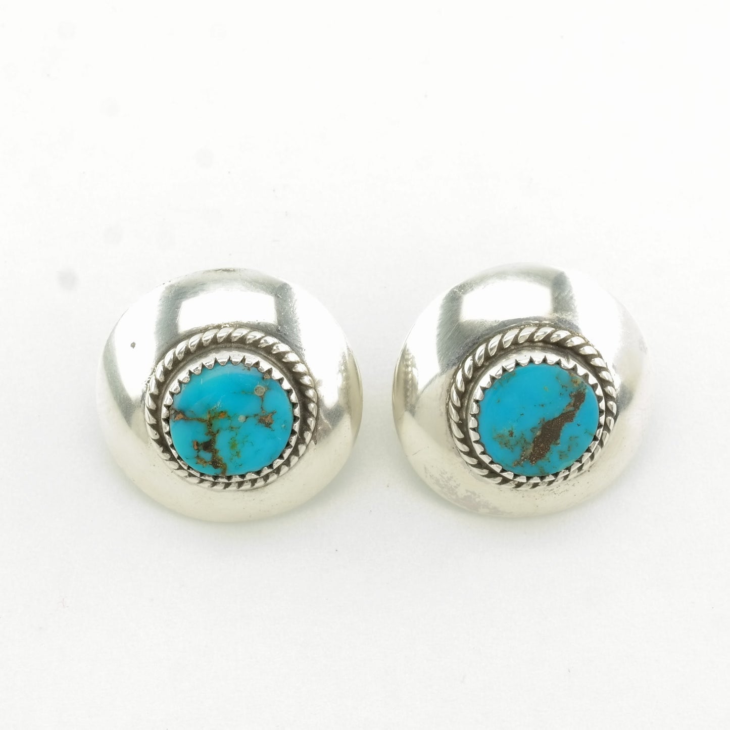 Native American Sterling Silver Turquoise Shield Earrings Clip on